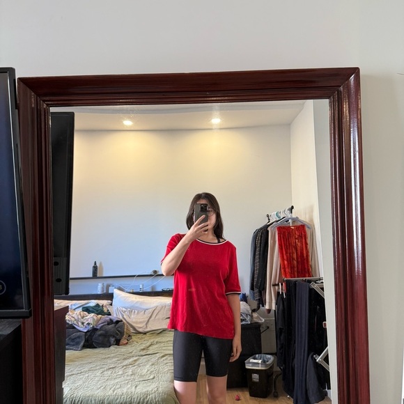 Tommy Hilfiger | women's large Red Short Sleeve Tee with white and navy trim - Picture 6 of 6